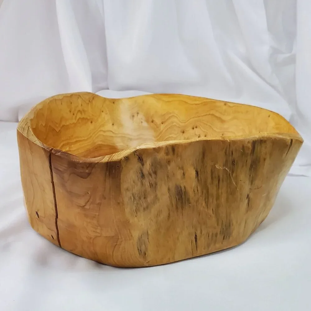VTG Real Wood Tree Stump Root Bowl Large Handcrafted Wooden Decorative Bowl